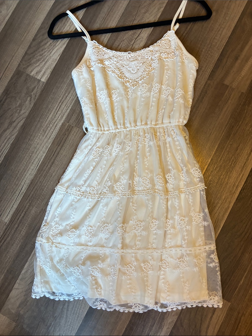 BOGO FREE Y2K Boho Chic- Ultra Pink Cream Lace Mini Dress- Size Small